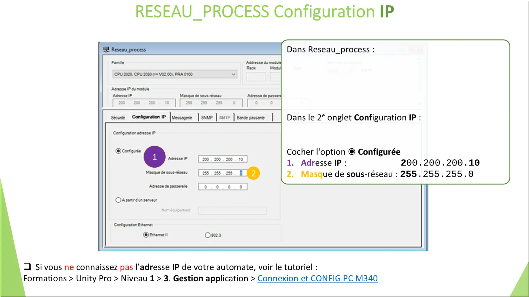 RESEAU_PROCESS Configuration IP